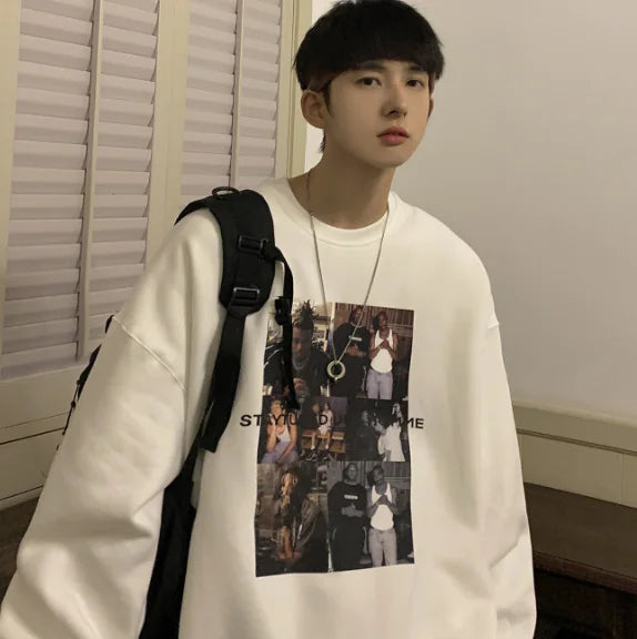 Streetwear Vintage Black Graphic Sweatshirt for All